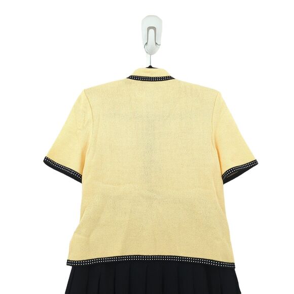 St John Women 2 Suit Set Yellow Black Santana Knit Spring 2002 Blazer Skirt FLAW - Picture 13 of 13